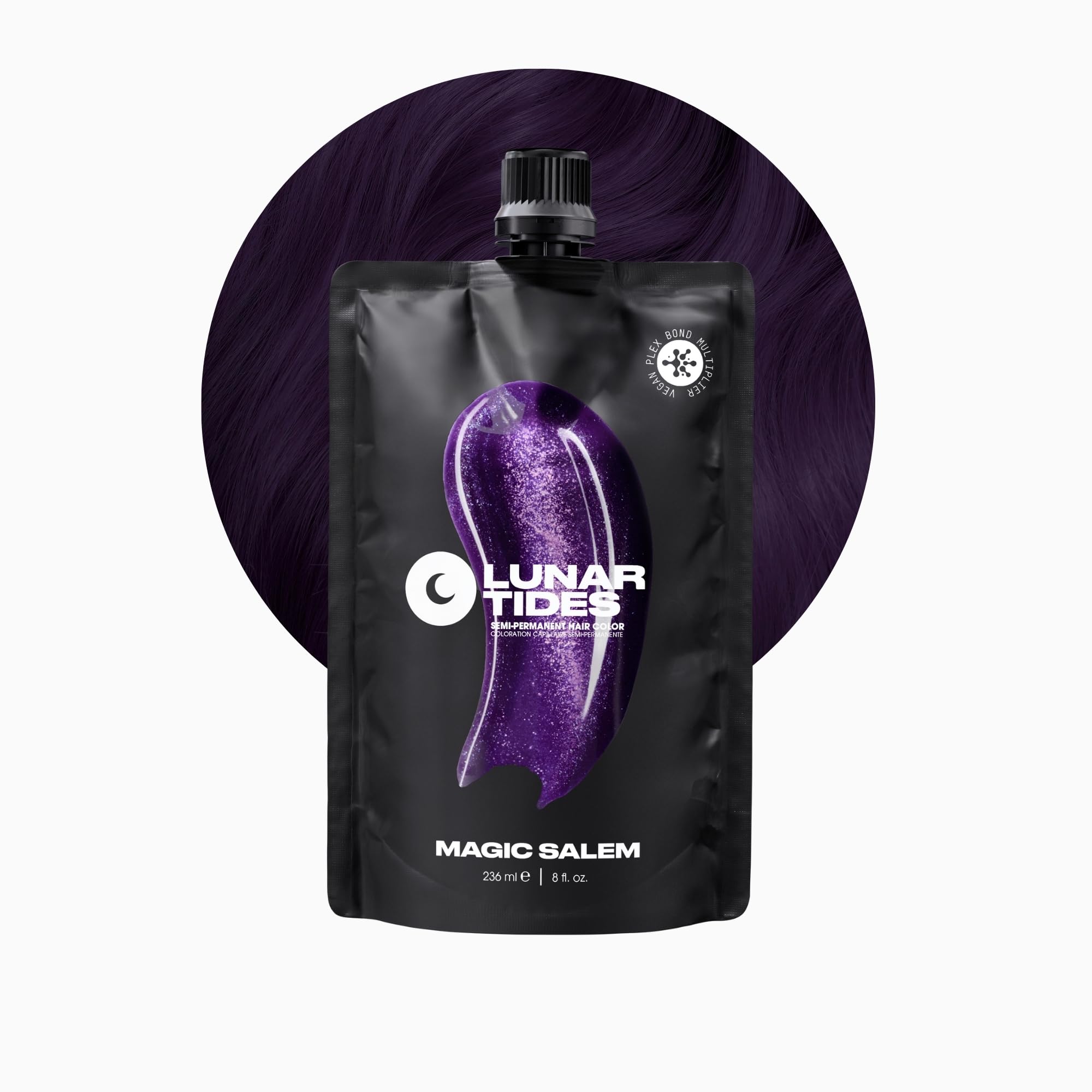 Lunar Tides Magic Salem violet bottle label with shimmer for bold color