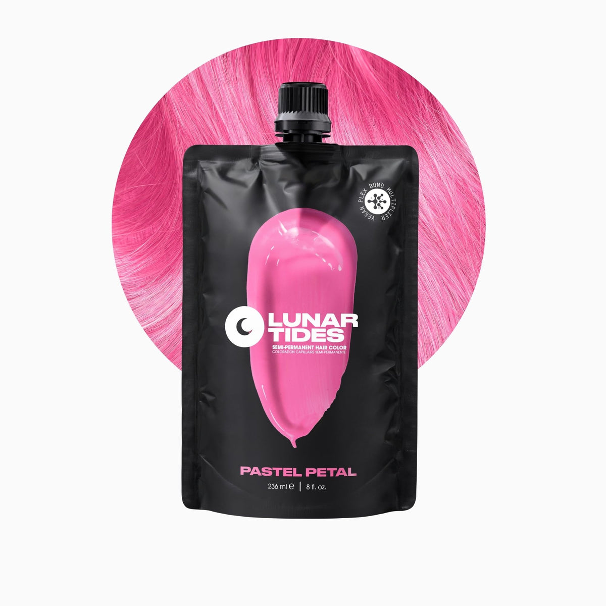 Lunar Tides Petal semi-permanent color in 8 oz bottle for pastel pink refresh