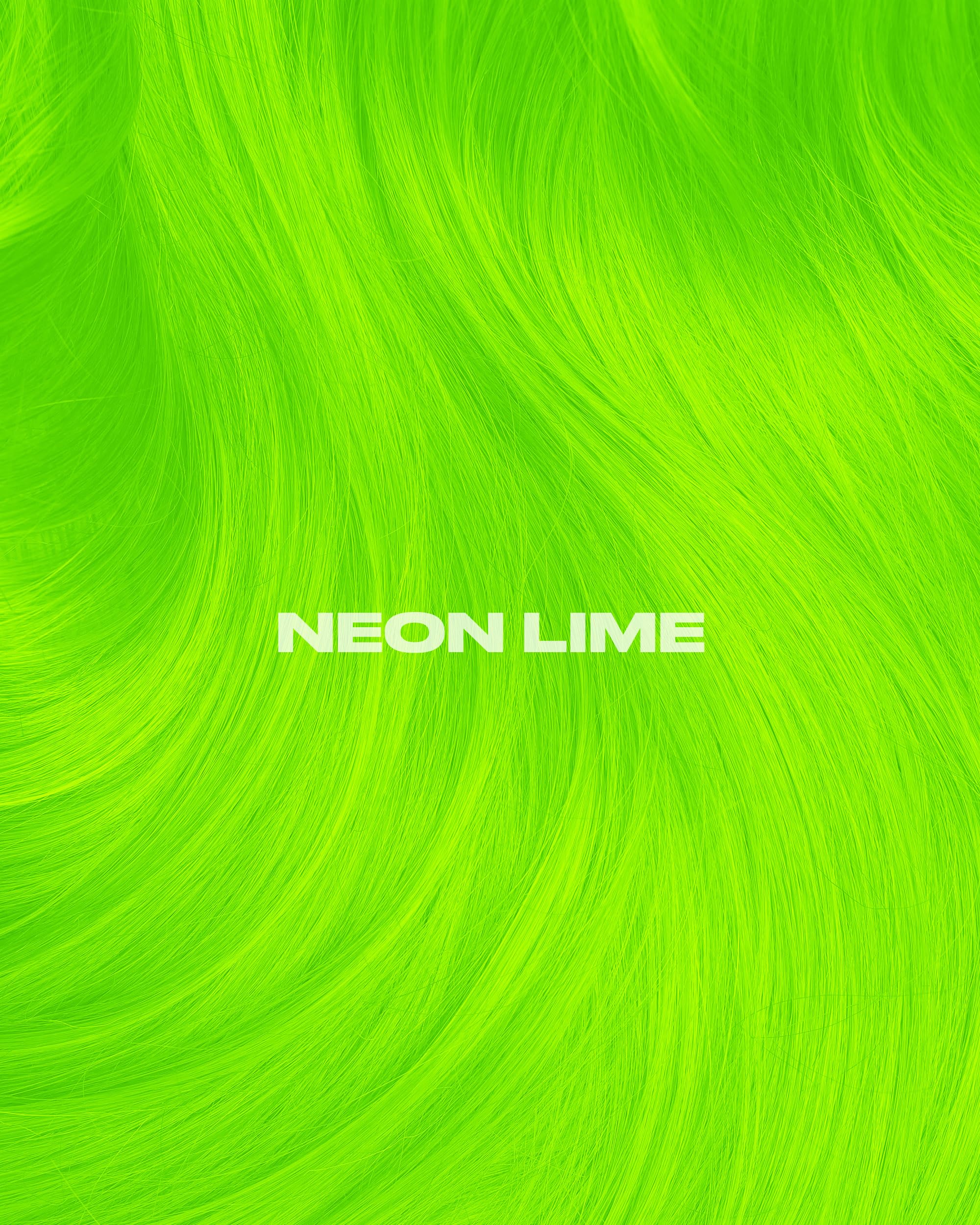 Lunar Tides Neon Lime swatches on hair show bright color options.