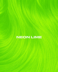 Lunar Tides Neon Lime swatches on hair show bright color options.