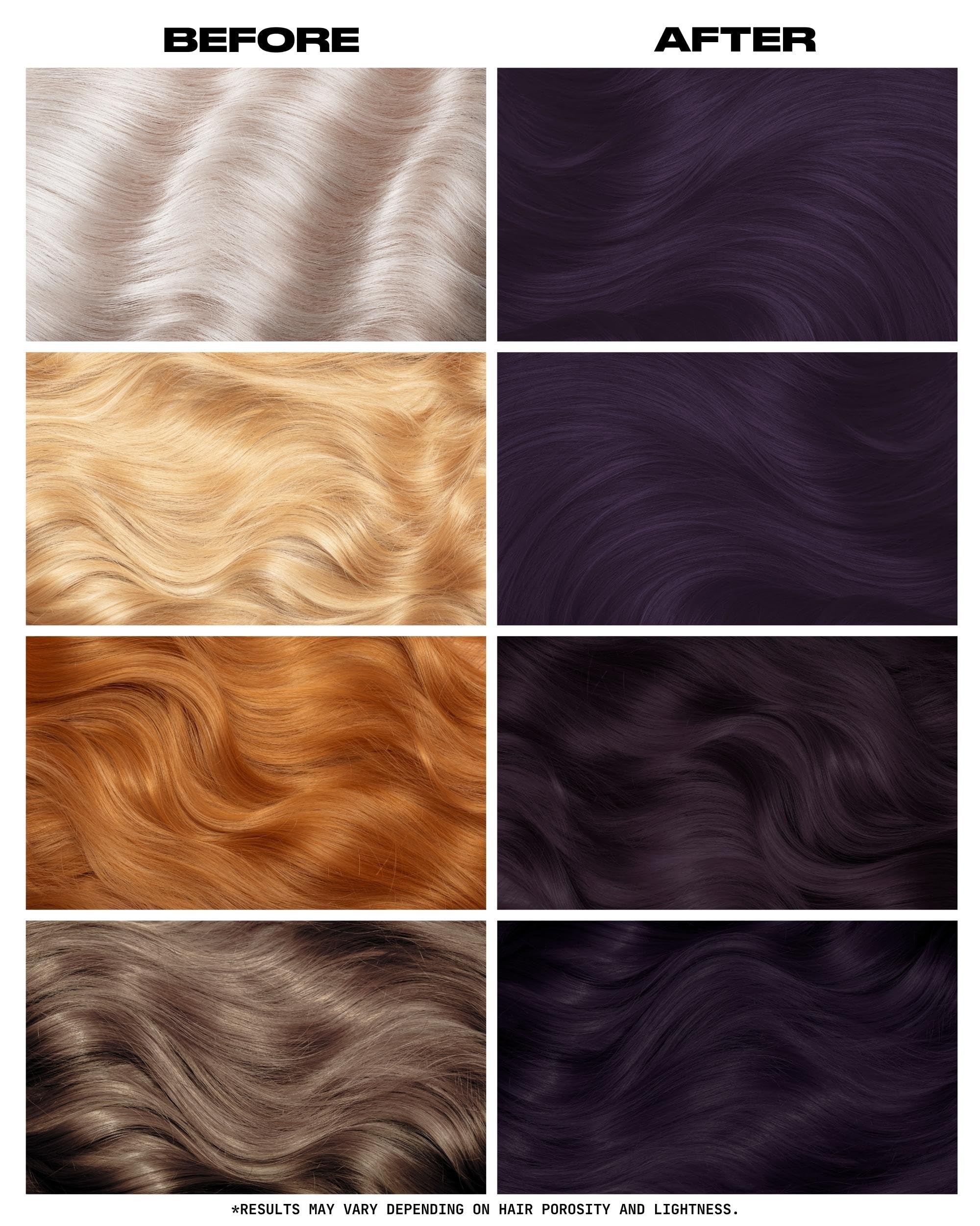 Lunar Tides violet shade with black undertones shimmer detail on hair