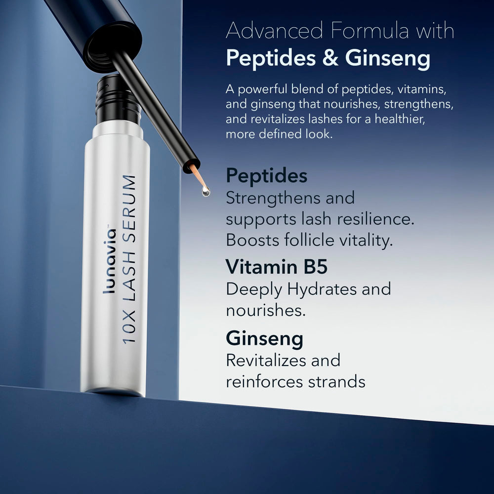 Lunavia ginseng extract display emphasizing lash conditioning benefits.