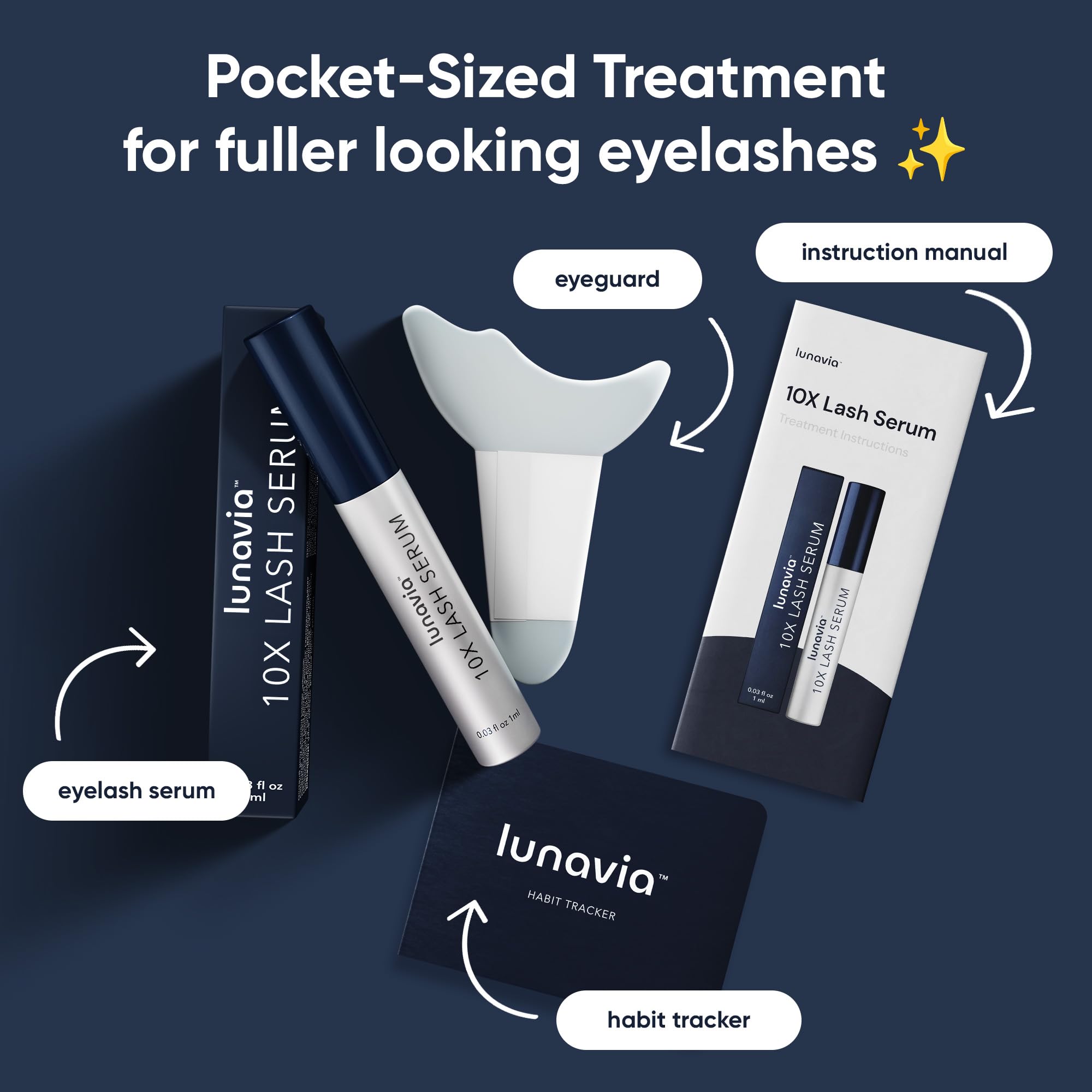 Lunavia precision applicator for precise upper lash line application.