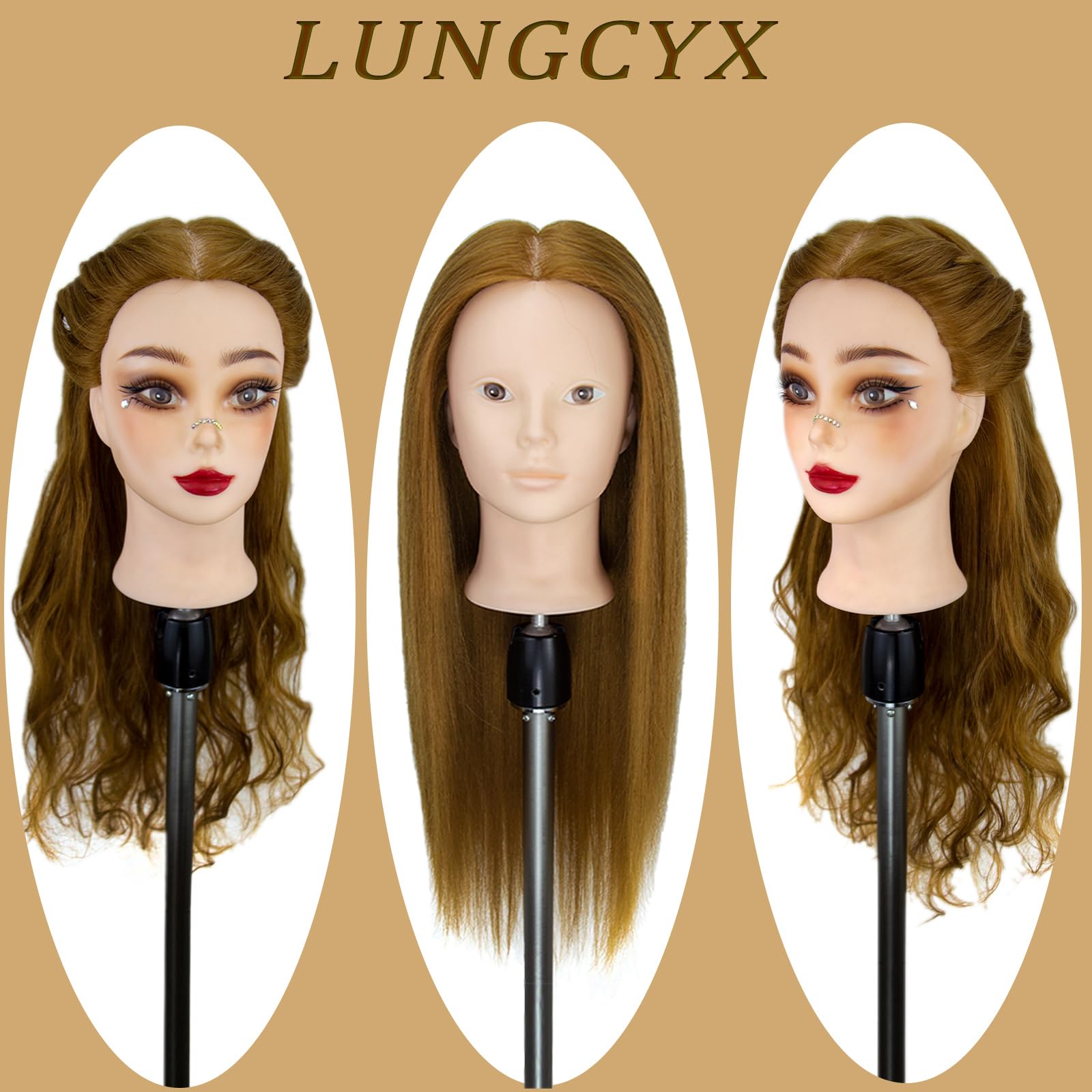 LUNGCYX 26-inch hairdressing head, perfect for professional braiding practice