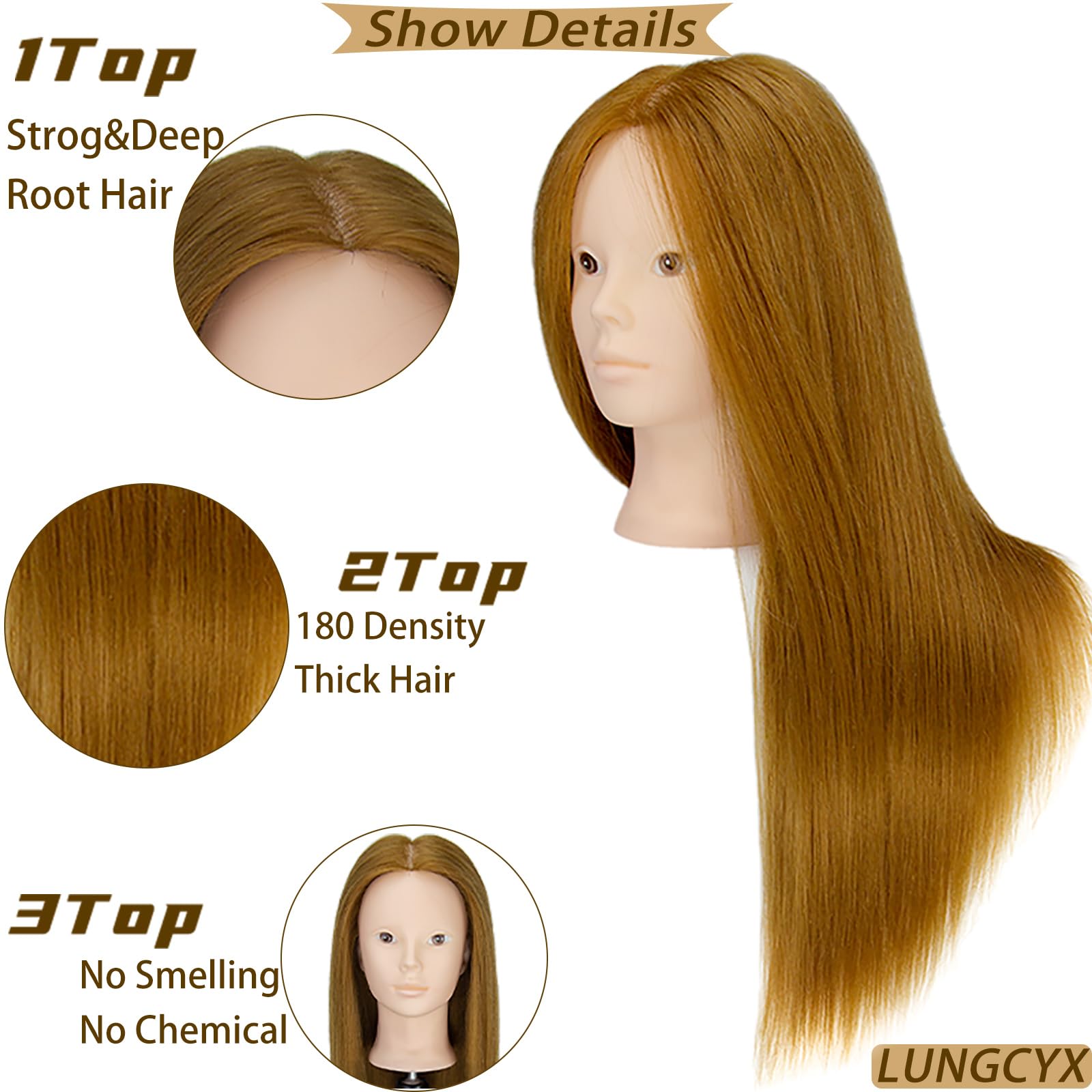 LUNGCYX braiding-focused head with 80% real hair enables diverse styles