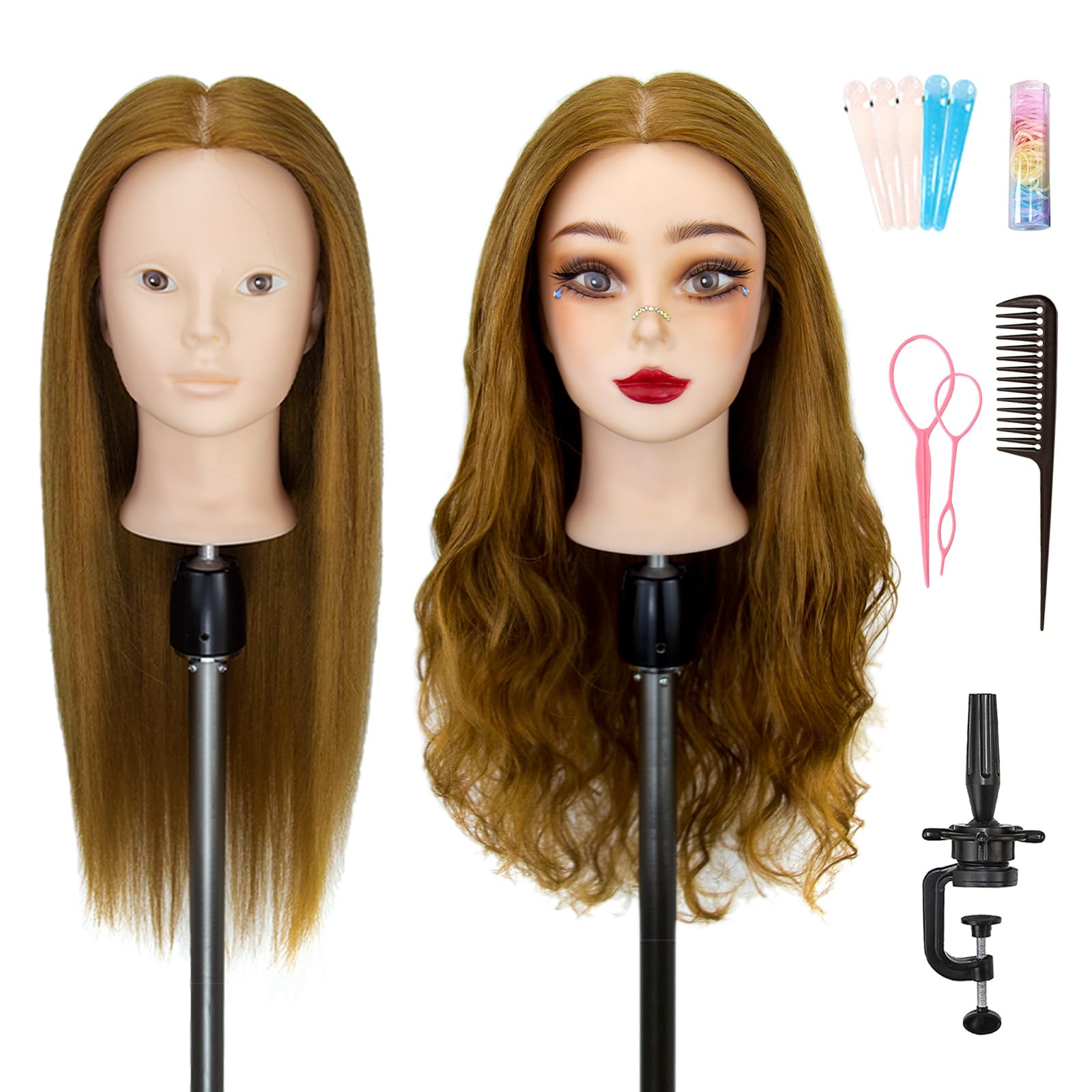 LUNGCYX mannequin head real hair for authentic 26-inch styling practice