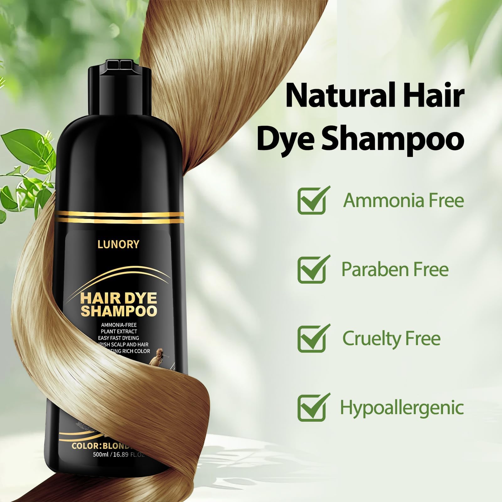 Lunory 3-in-1 color shampoo in use for color and cleansing.