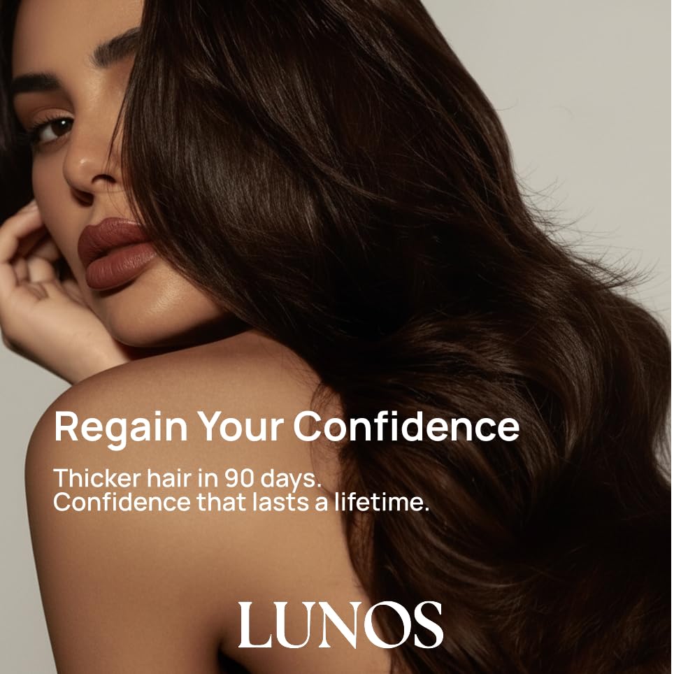 Lunos Grow Hair Growth Vitamins packaging displayed on a shelf