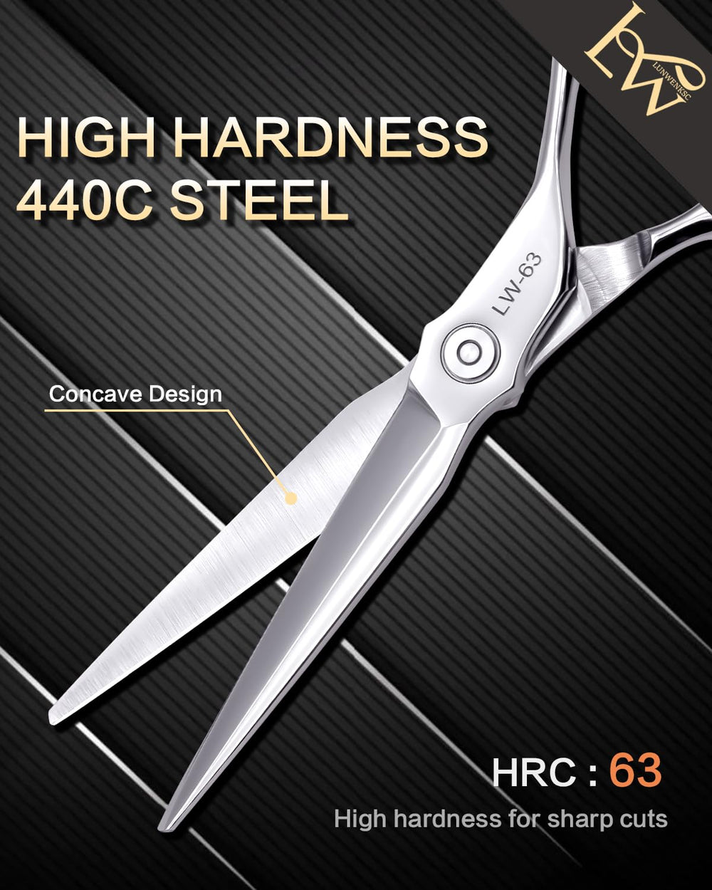 Bearing screws on Lunwenksc scissors enabling silky smooth cutting