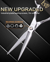 Ergonomic Lunwenksc hair shears resting in hand for comfort