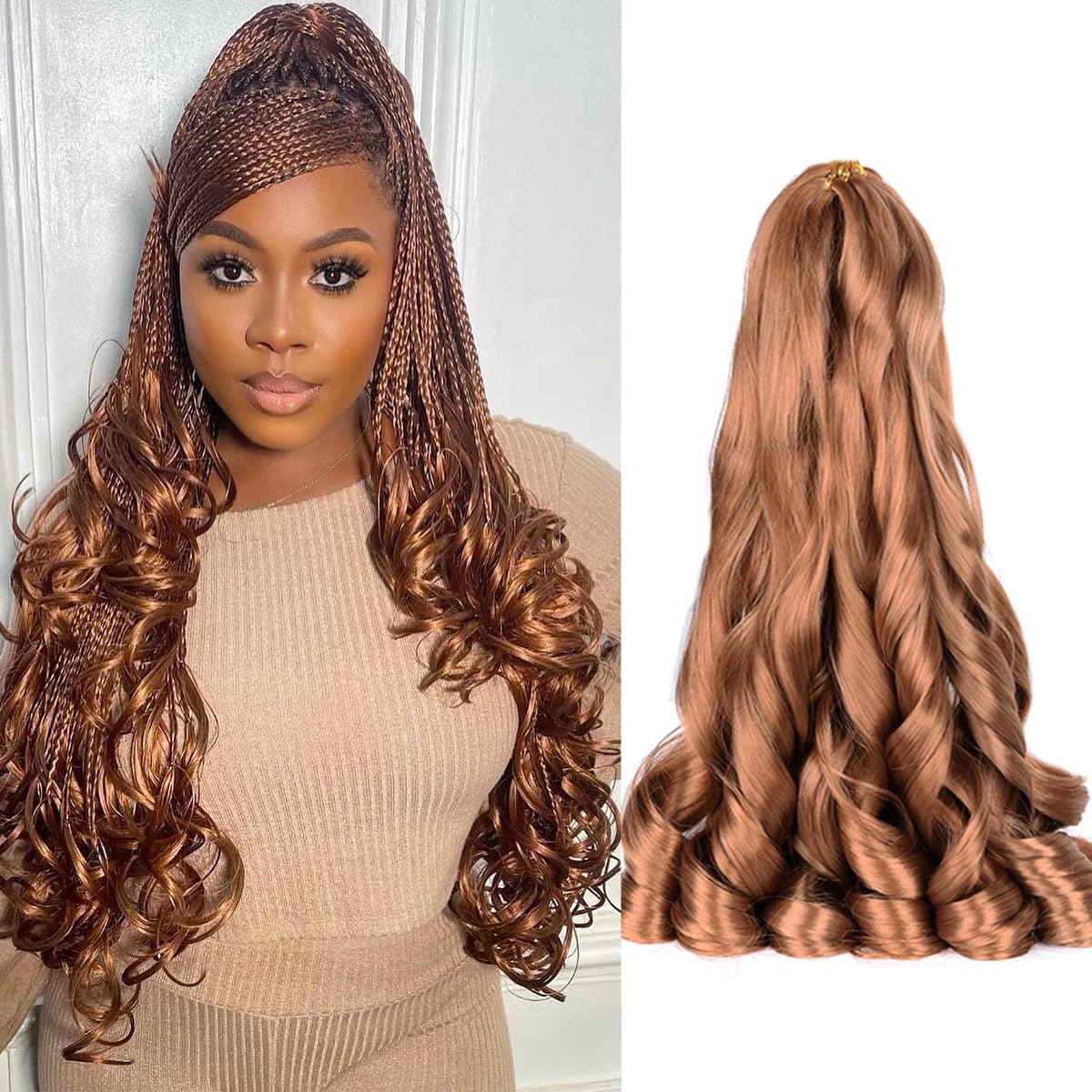 Luoyudu French curl braiding hair 24inch in 8 packs for full, natural-looking styles.