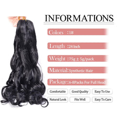 Luoyudu eight-pack braiding hair in 1B black with pack-shot