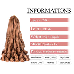 Luoyudu pre-stretched synthetic spiral curly 24inch for easy installation.