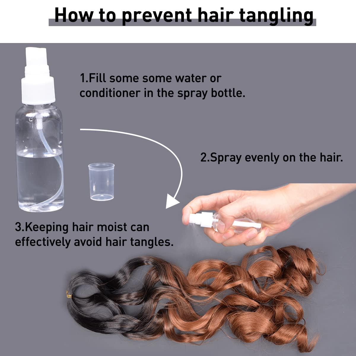 Luoyudu moisture spray included to reduce tangling during styling