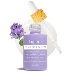 Lupure Bakuchiol Serum bottle with pump for easy daily anti-aging use