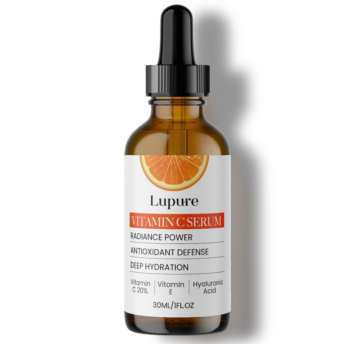 Lupure Professional Vitamin C Serum 20% bottle close-up highlights brightening potential