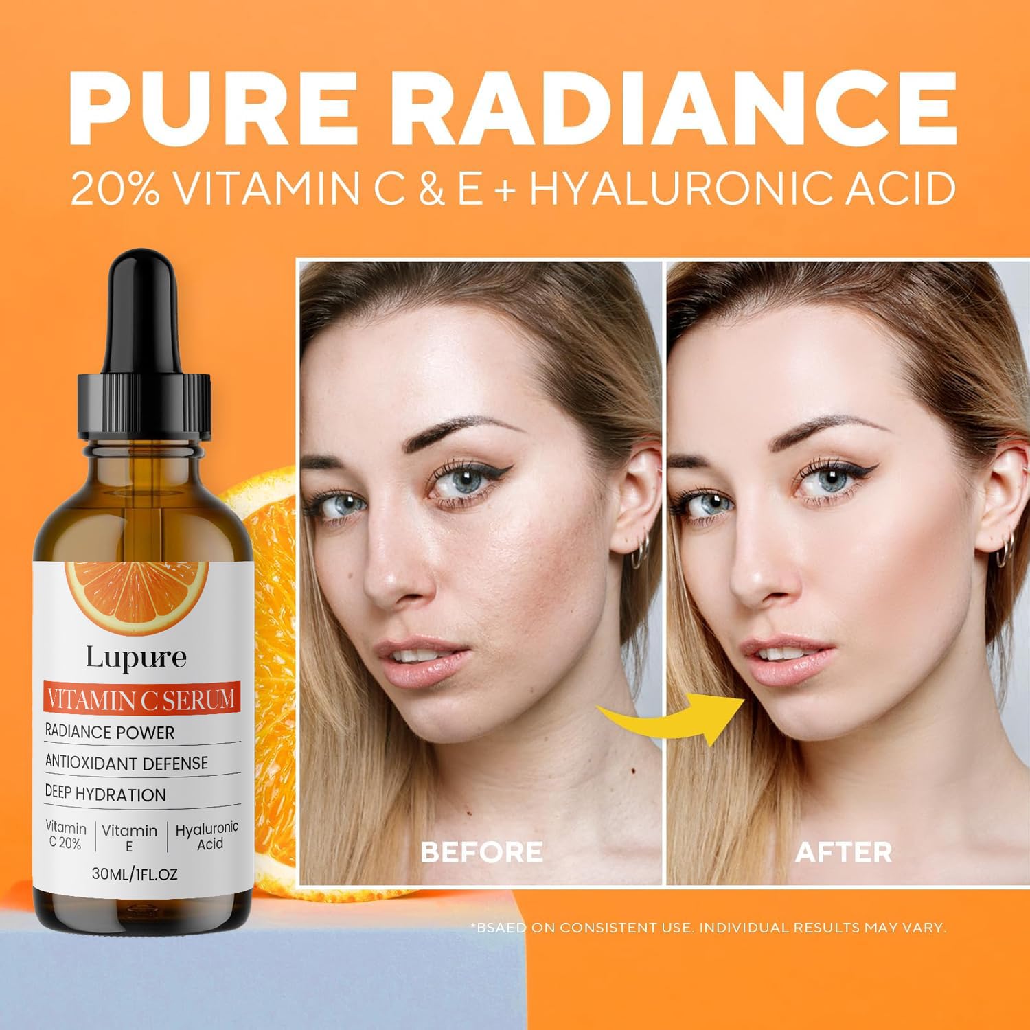 Lupure Vitamin C Serum ingredients feature hyaluronic acid for hydration