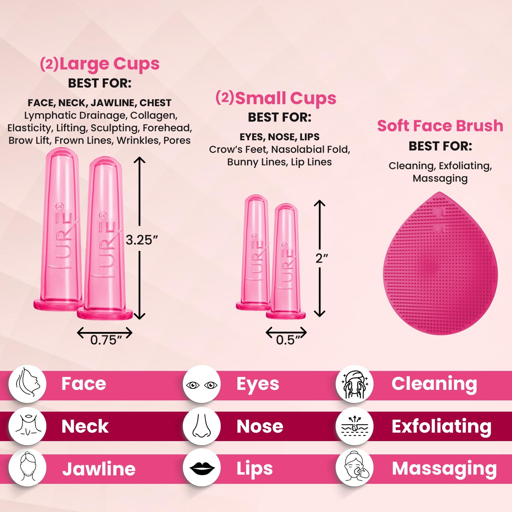 Lure Essentials GLAM lip cup highlights lip-lifting potential during sessions.