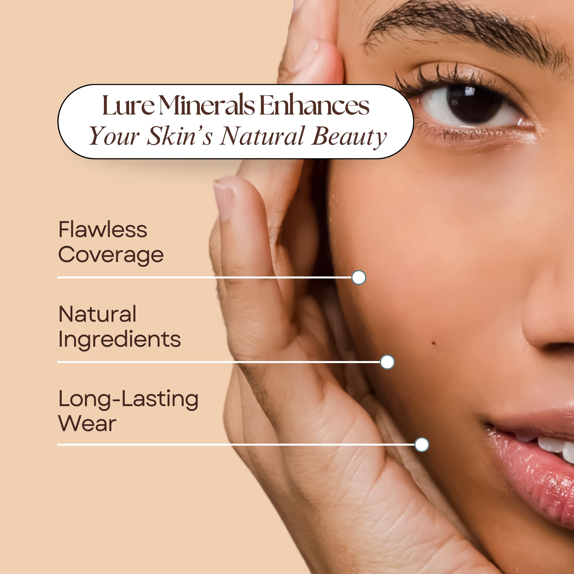 Lure Minerals Bisque closeup texture shows silky mineral formula for light to medium skin.