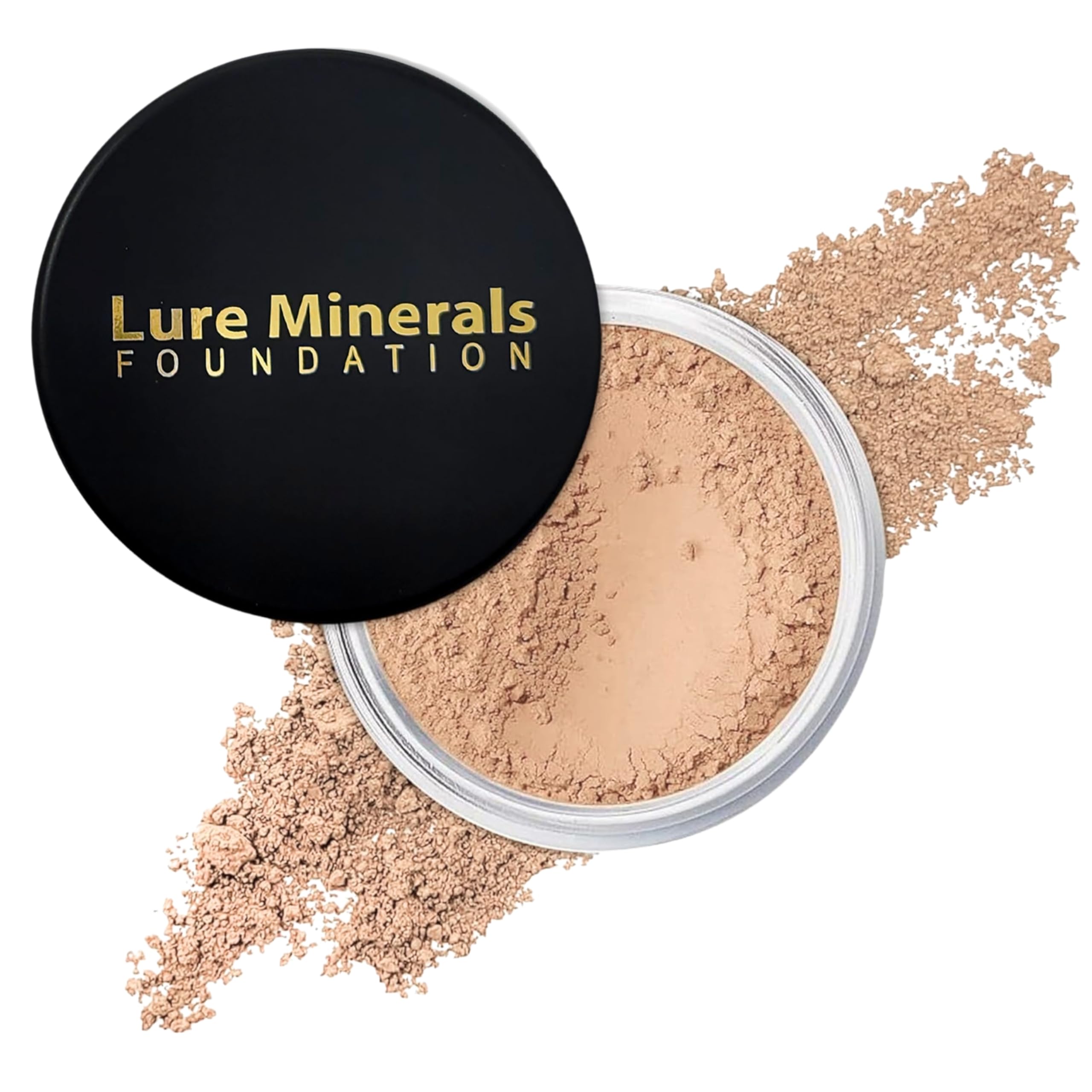 Lure Minerals Bisque loose powder in a sifter jar for natural, buildable coverage.