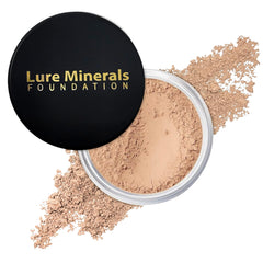 Lure Minerals Bisque loose powder in a sifter jar for natural, buildable coverage.