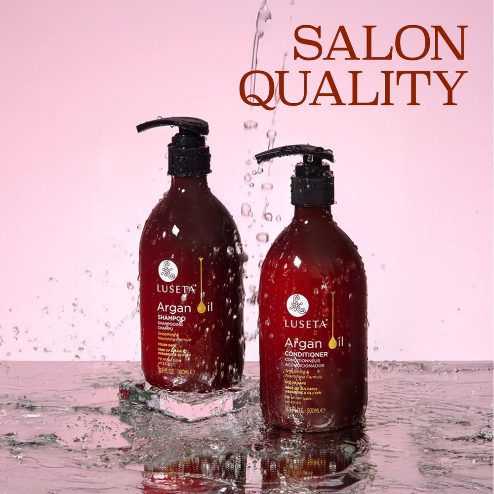 L LUSETA argan oil conditioner tube for smoother hair.