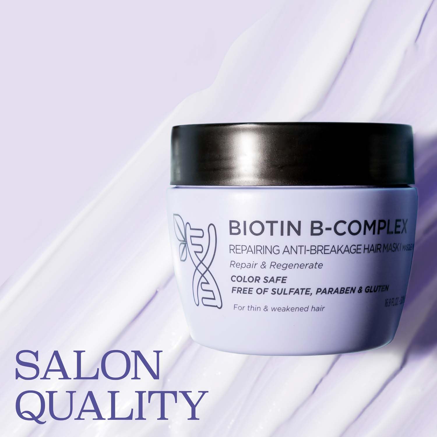 Luseta Biotin B-Complex Hair Mask being applied to damp hair for nourishment.
