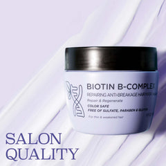 Luseta Biotin B-Complex Hair Mask being applied to damp hair for nourishment.