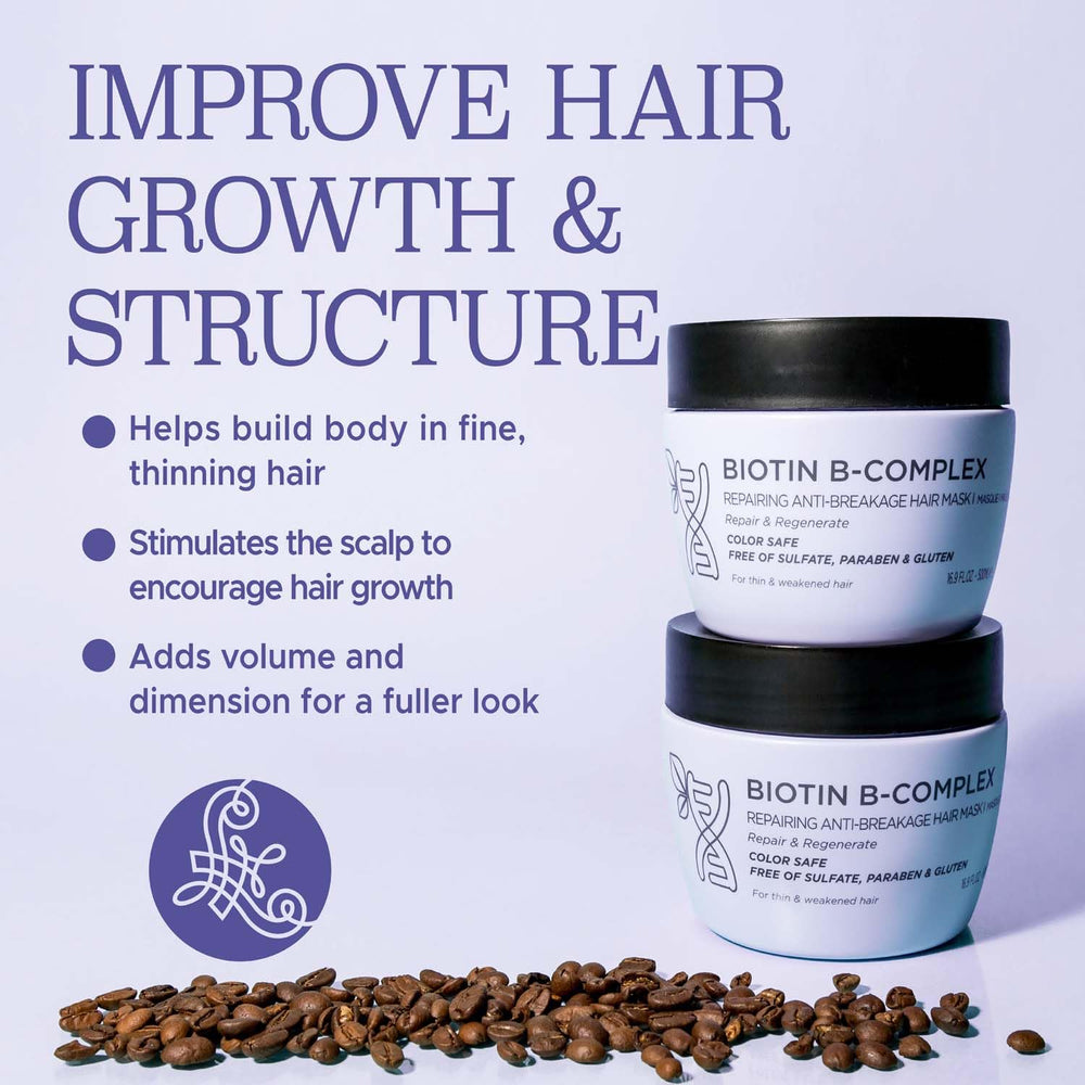 Luseta Biotin B-Complex Hair Mask with argan and caffeine oils for scalp care.