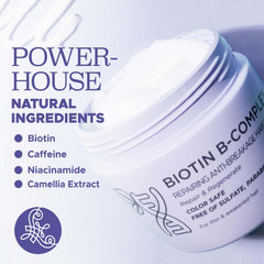 Close-up of Luseta Biotin B-Complex Hair Mask creamy texture on hair.