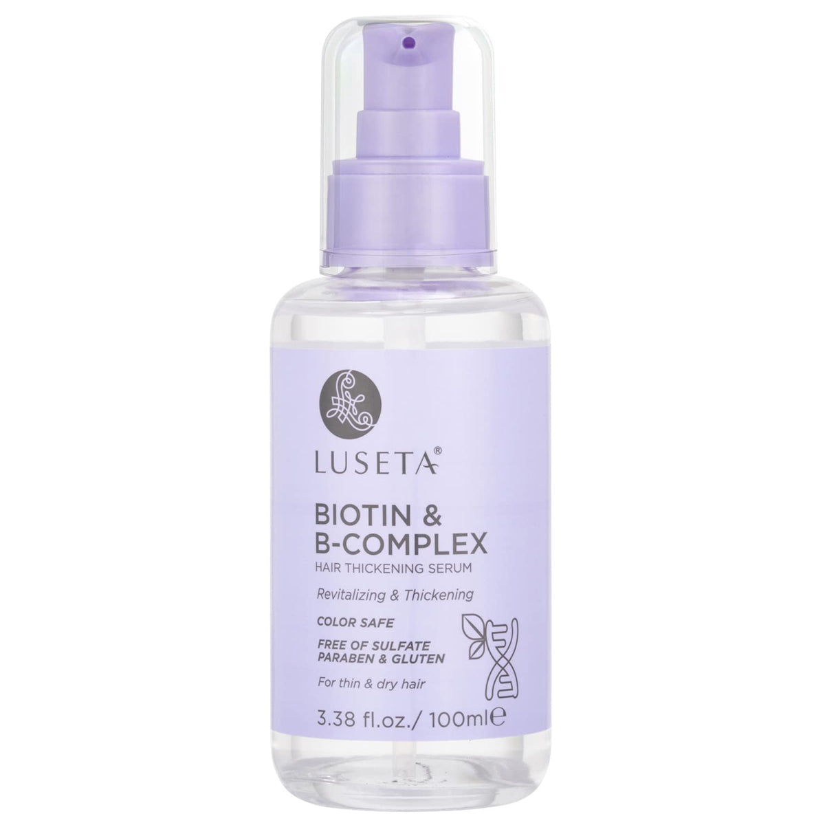 Luseta Biotin B-Complex Hair Oil bottle ready for use to promote fuller-looking hair