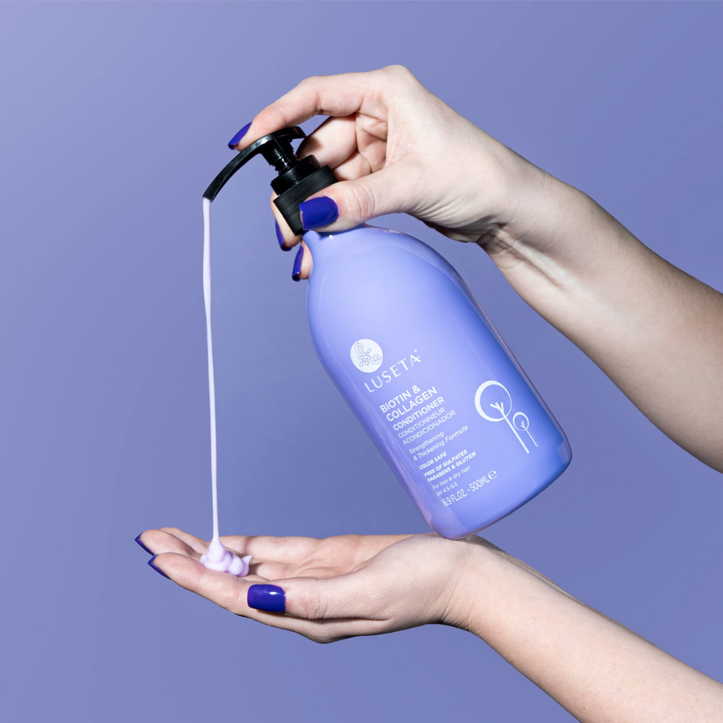 Luseta back-label details sulfate-free and cruelty-free formula.