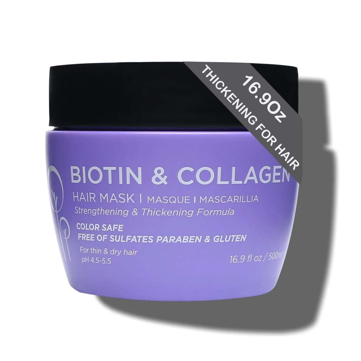 Luseta Biotin Collagen Hair Mask 16oz jar ready for conditioning, premium treatment
