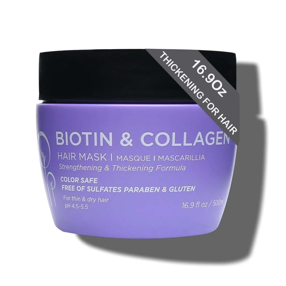 Luseta Biotin Collagen Hair Mask 16oz jar ready for conditioning, premium treatment