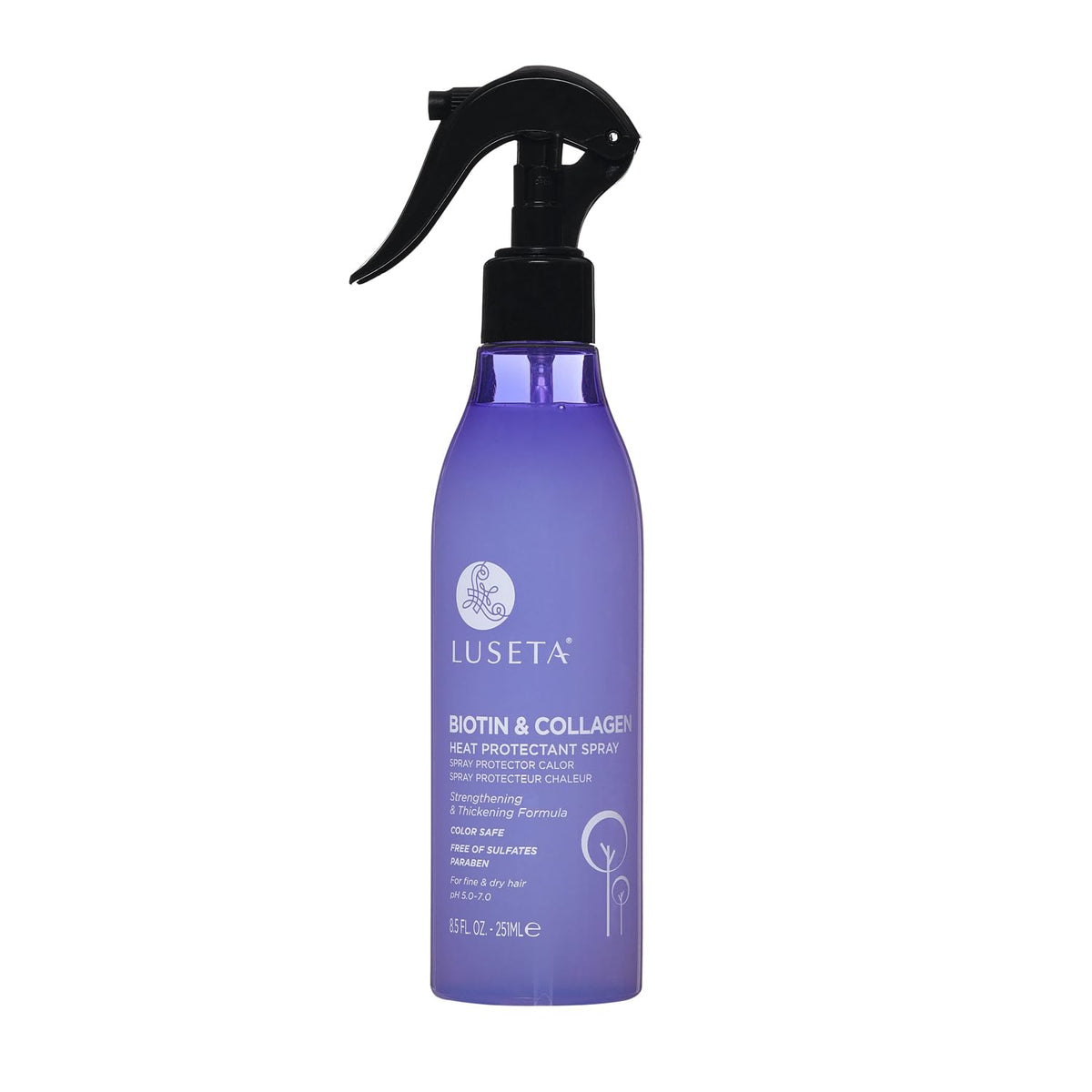 Luseta Biotin & Collagen Heat Protection Spray bottle shields hair during heat styling