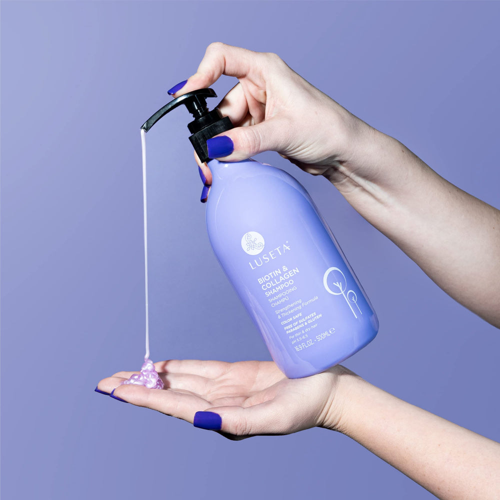 Luseta bottle packaging with pump cap for easy dispensing.