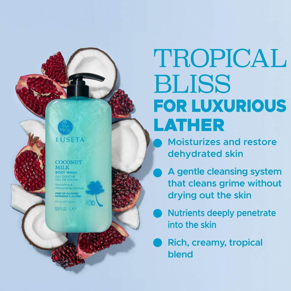 Luseta Coconut Milk Body Wash foamy lather cleanses gently