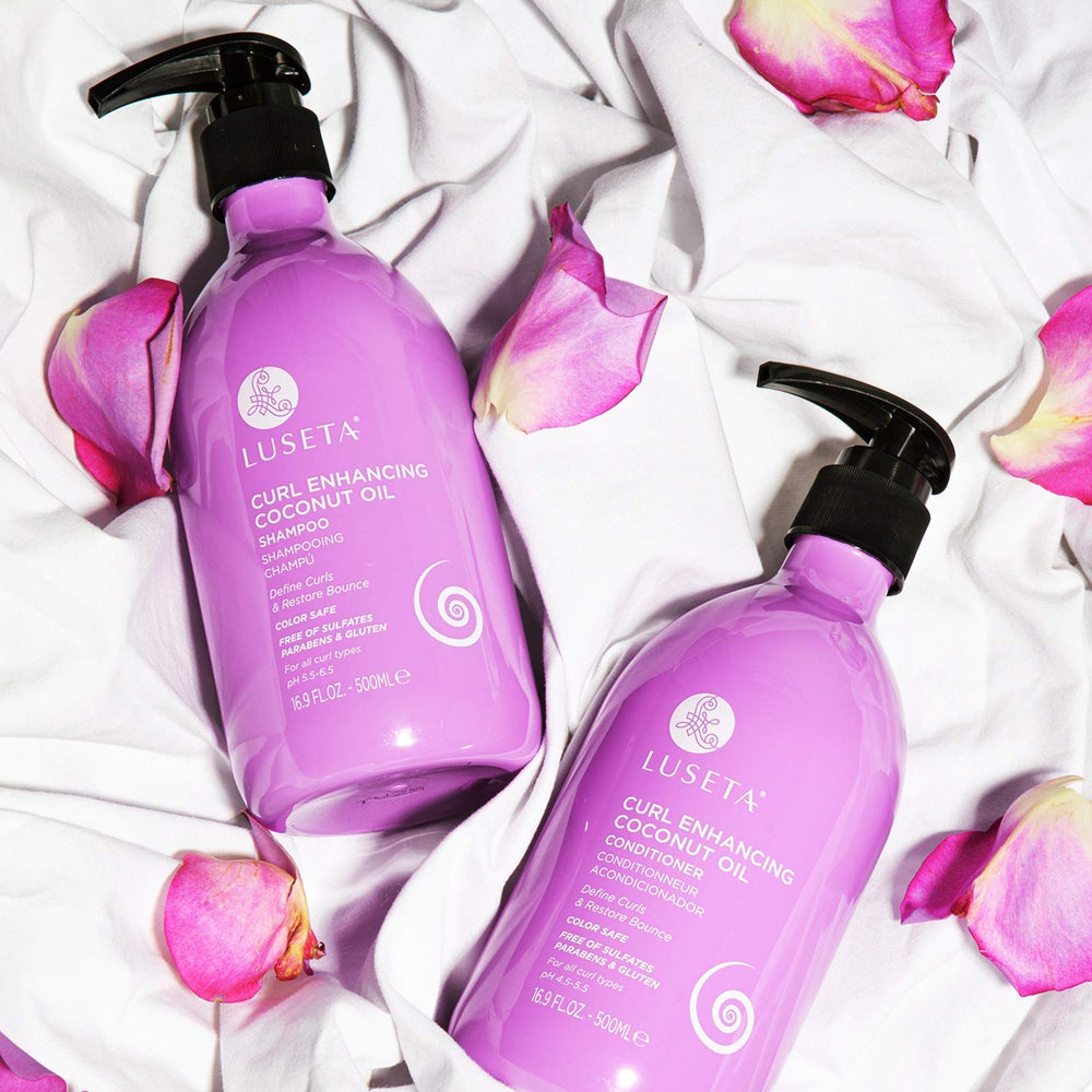 Luseta Coconut Oil Shampoo ingredients listing featuring coconut oil for nourished curls.