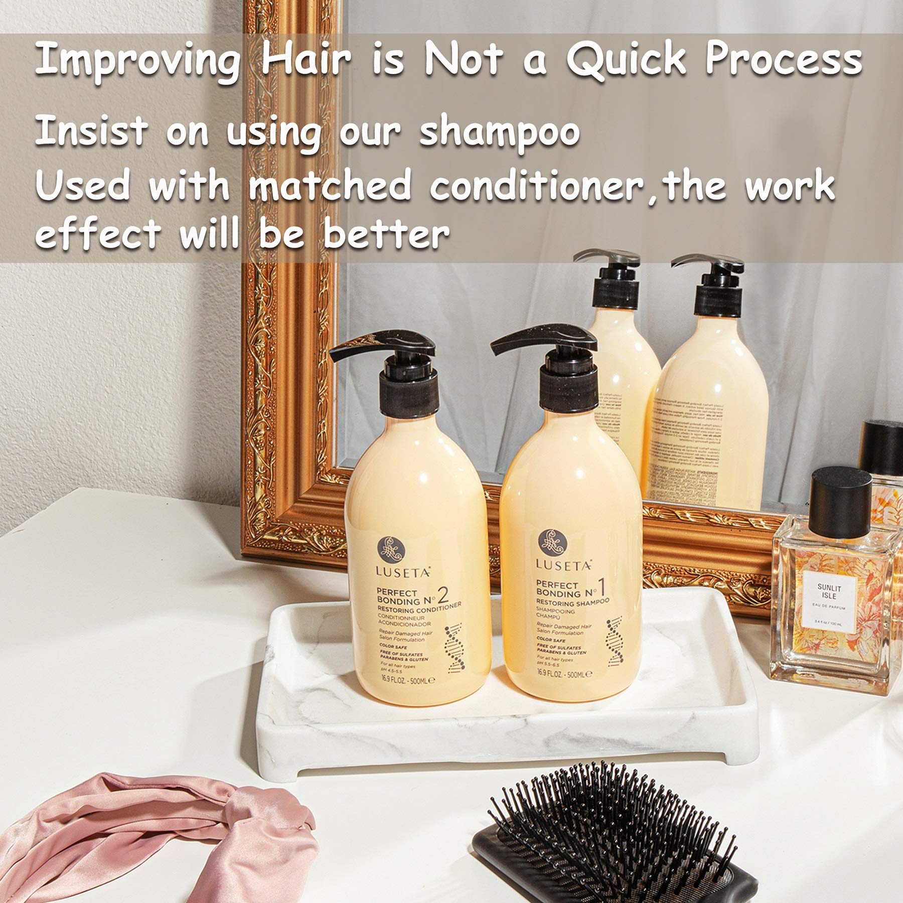 Luseta color-safe hair care highlight promotes vibrant color retention and reduced fading.
