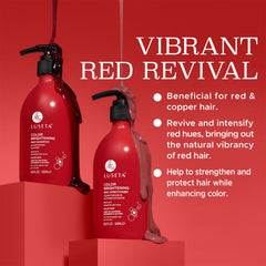 Close-up shows vibrant red hair after Luseta routine.