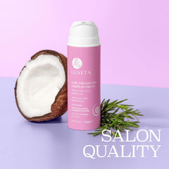 Luseta Curl Defining Cream being applied to damp curls for smooth detangling.