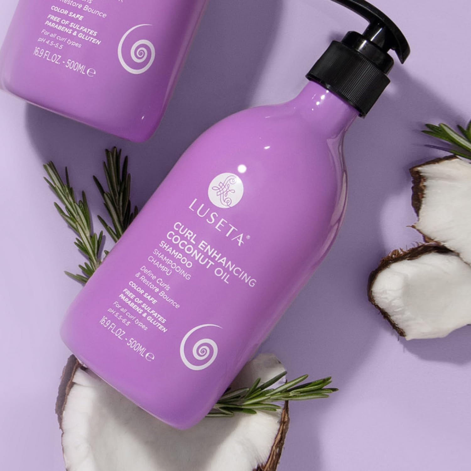 Luseta Curl Enhancing Shampoo lather on curly hair demonstrates gentle cleansing