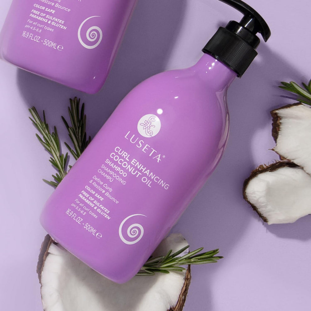 Luseta Curl Enhancing Shampoo lather on curly hair demonstrates gentle cleansing