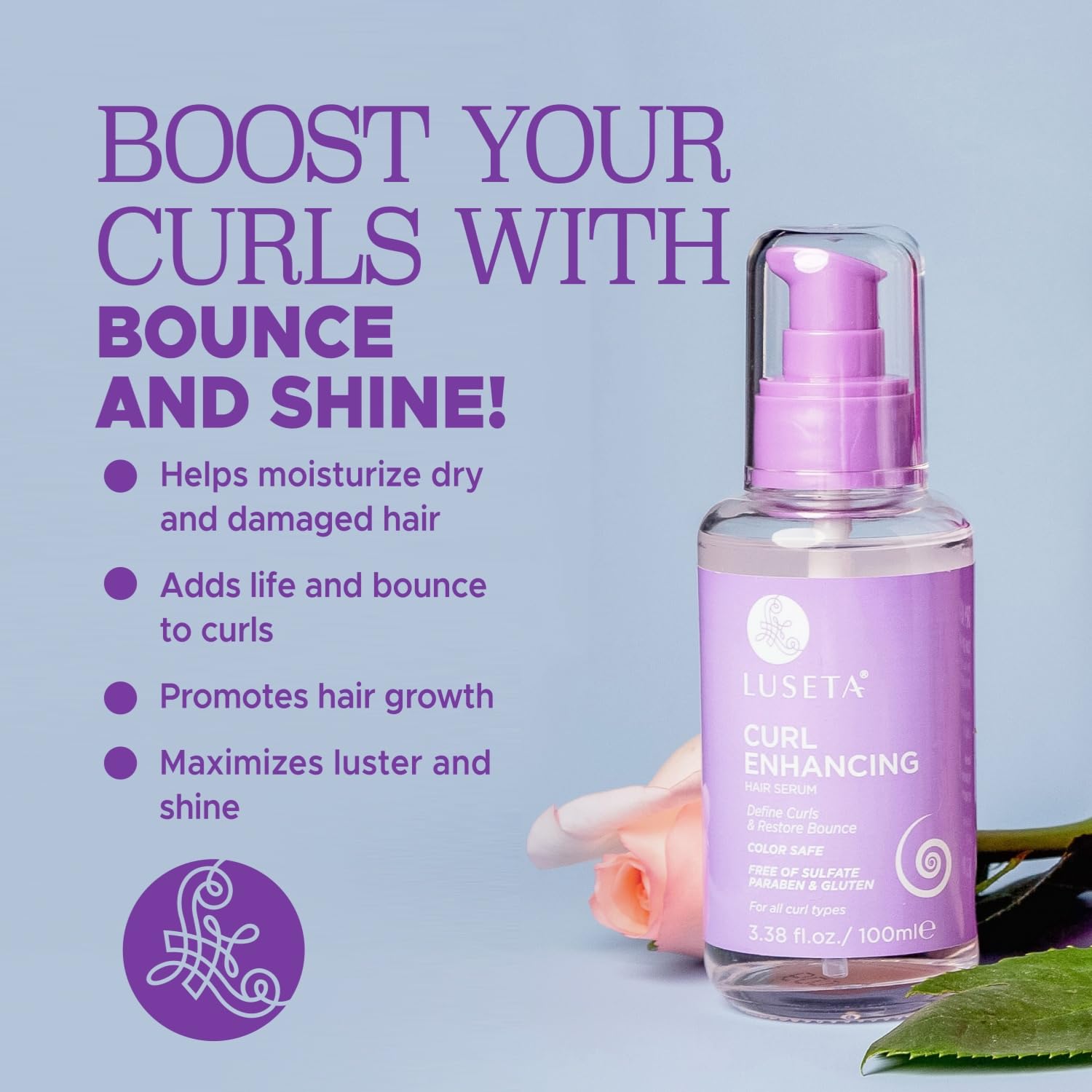 Luseta Curl Enhancing Hair Oil apply for anti-frizz control on damp hair
