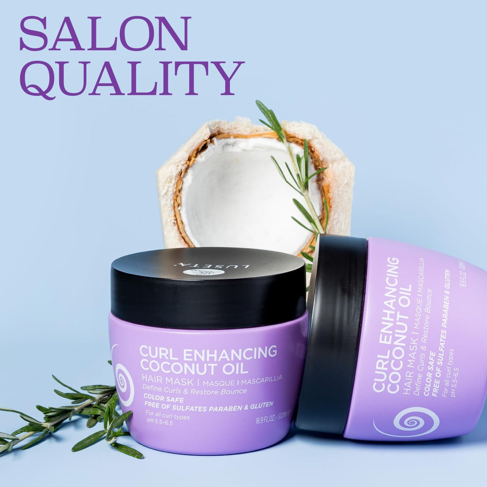 Luseta Curly Hair Mask ingredients with rose and coconut oils.