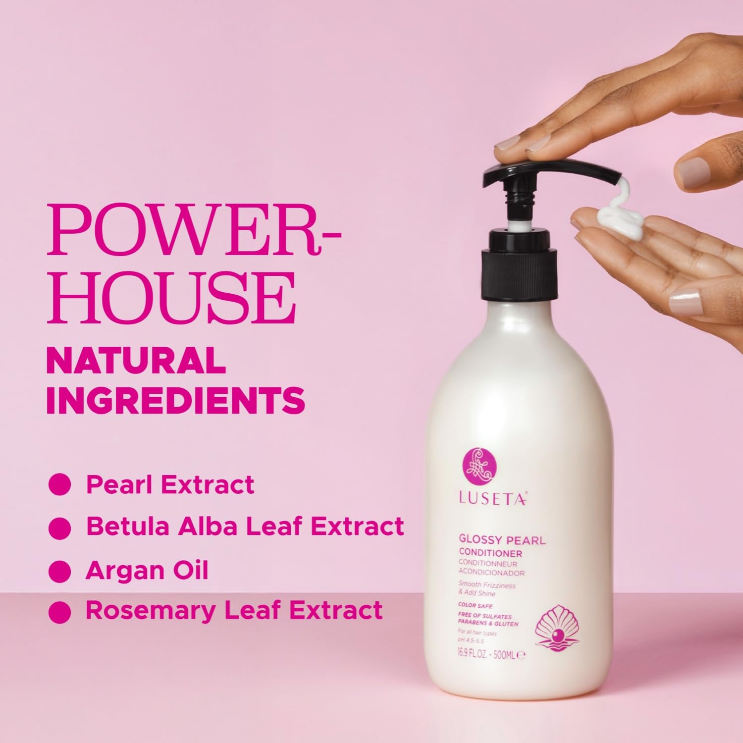 Luseta Glossy Pearl Conditioner pearl extract label signaling nourishment.