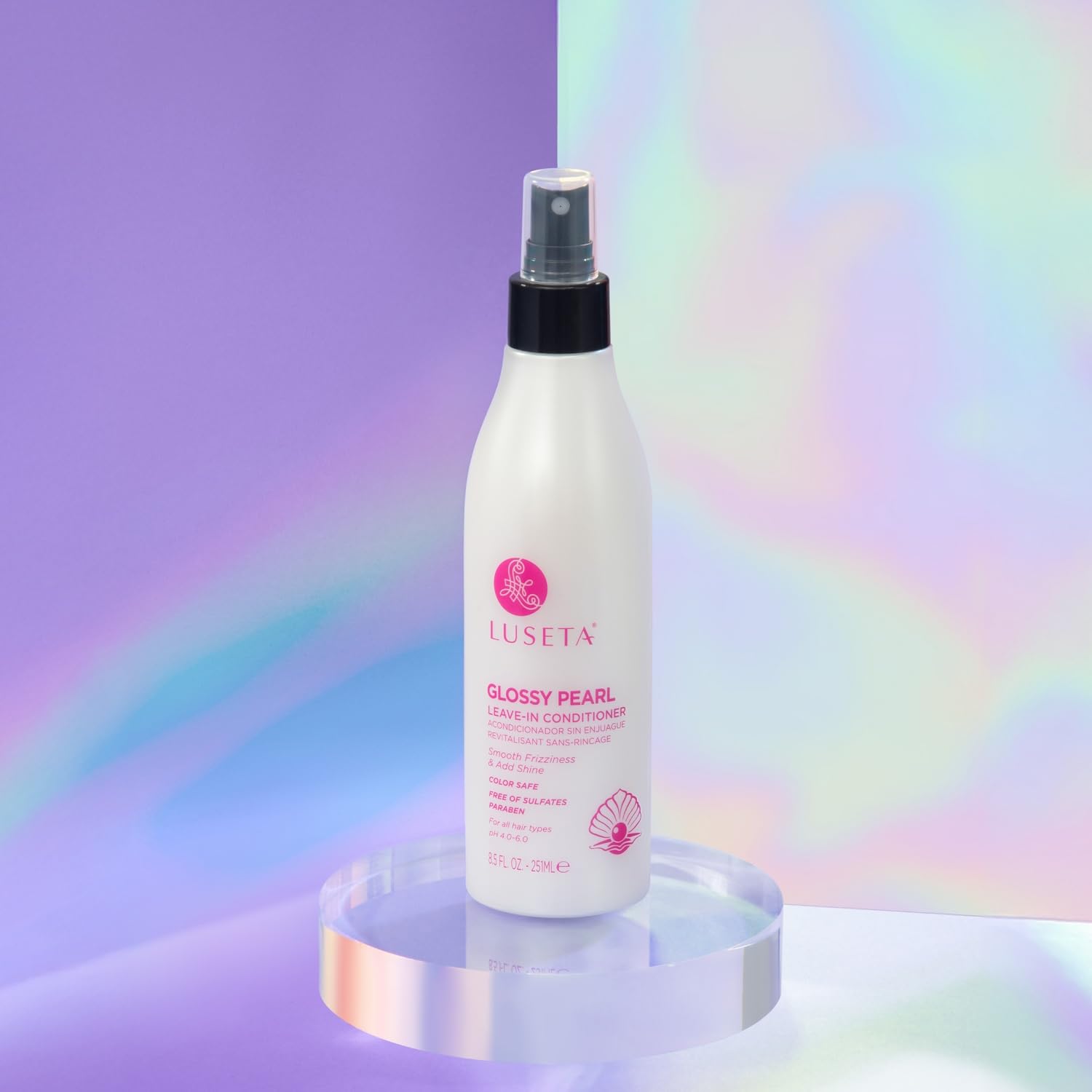 Luseta Glossy Pearl Leave-In Conditioner creates a glossy hair finish.