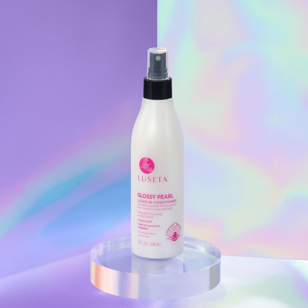 Luseta Glossy Pearl Leave-In Conditioner creates a glossy hair finish.