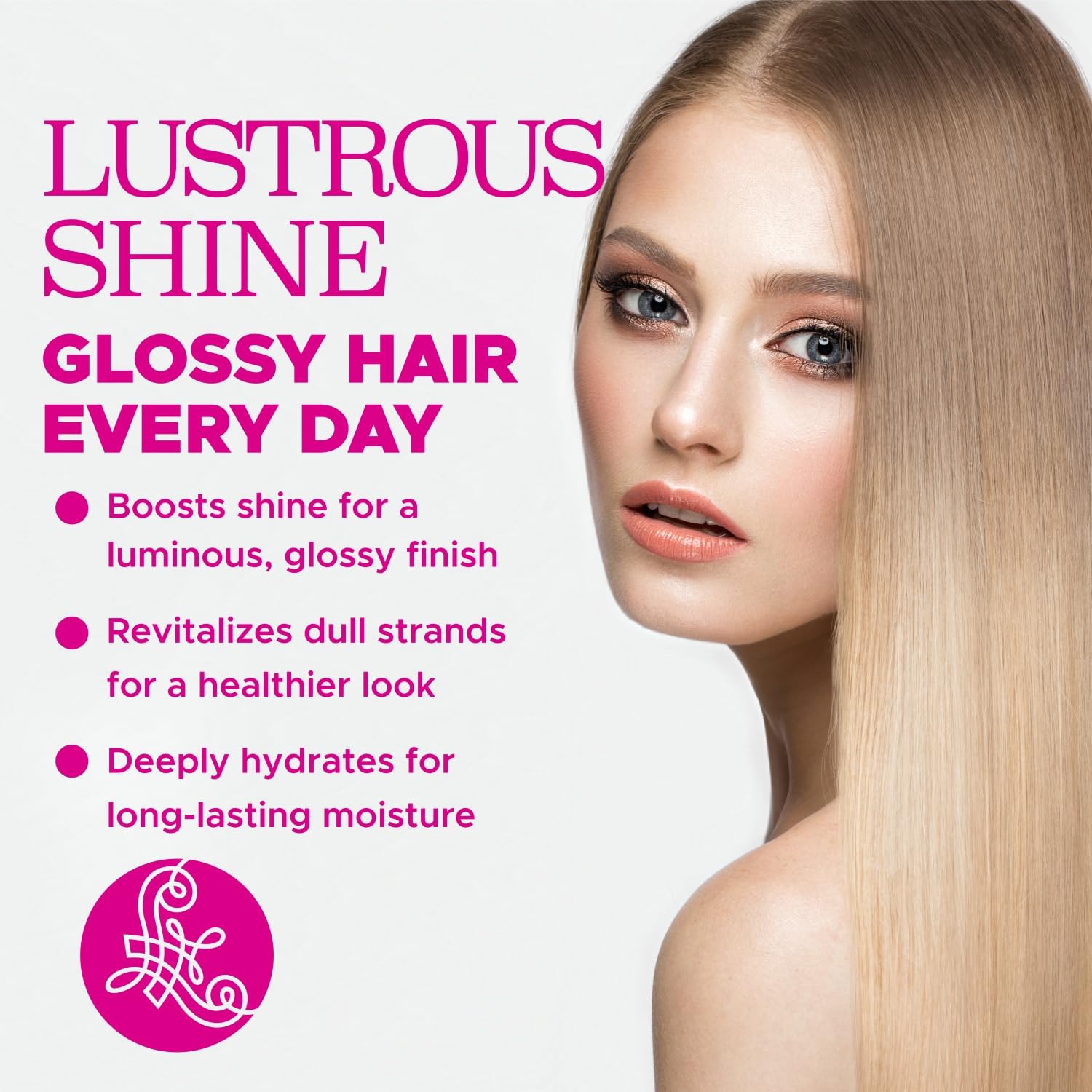 Luseta glossy pearl shampoo hair strands sparkling with healthy shine.