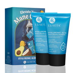 Luseta Hyaluronic Acid set bottles promote hydration and natural shine.